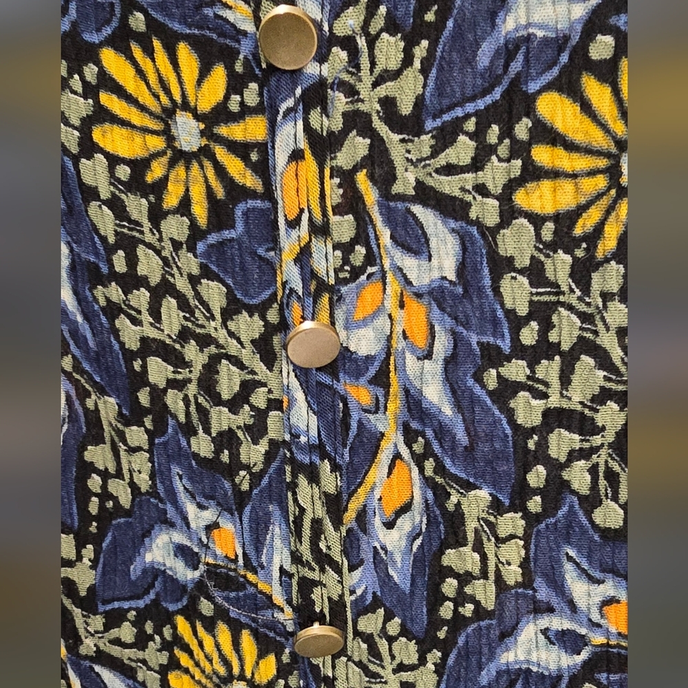 Floral Blue and Yellow Maxi Dress w/ Split Front, Brand: Sangria, Size Small. - Picture 6 of 9